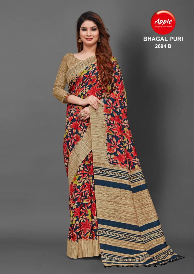 Apple Bhagalpuri 2694 Daily Wear Wholesale Bhagalpuri Silk Saree
